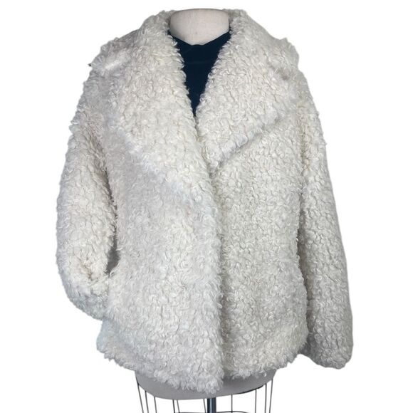 NEW Michael Kors L Faux Sherpa coat “ Fall 2024” medium length ivory - Picture 1 of 8